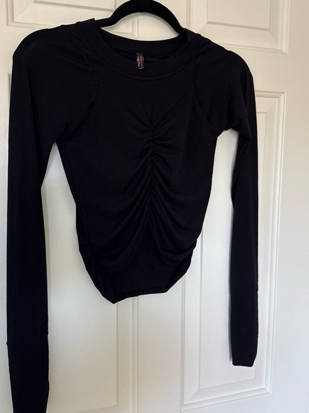 Free People Movement Black Ruched Long-Sleeve Women’s Top